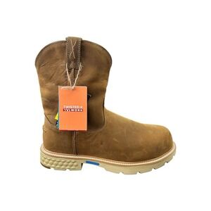 Twisted X Distressed Saddle Wedge Sole Pull On Work Boots 12.5-13" Mens 10